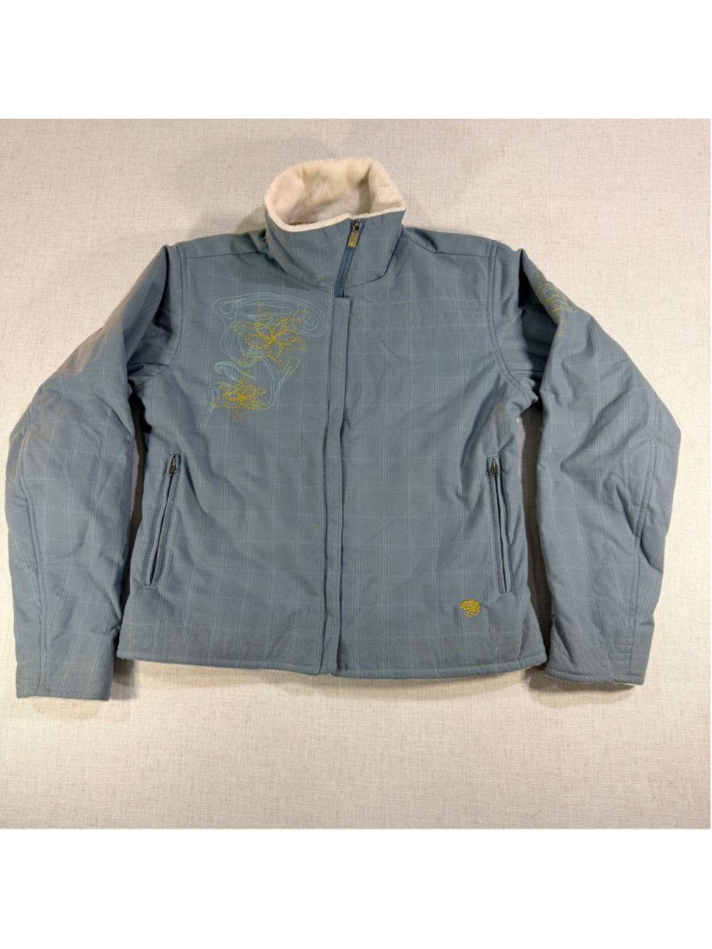 Mountain Hardwear Women's Supplex Jacket Small Faux Fur Floral Blue Plaid
